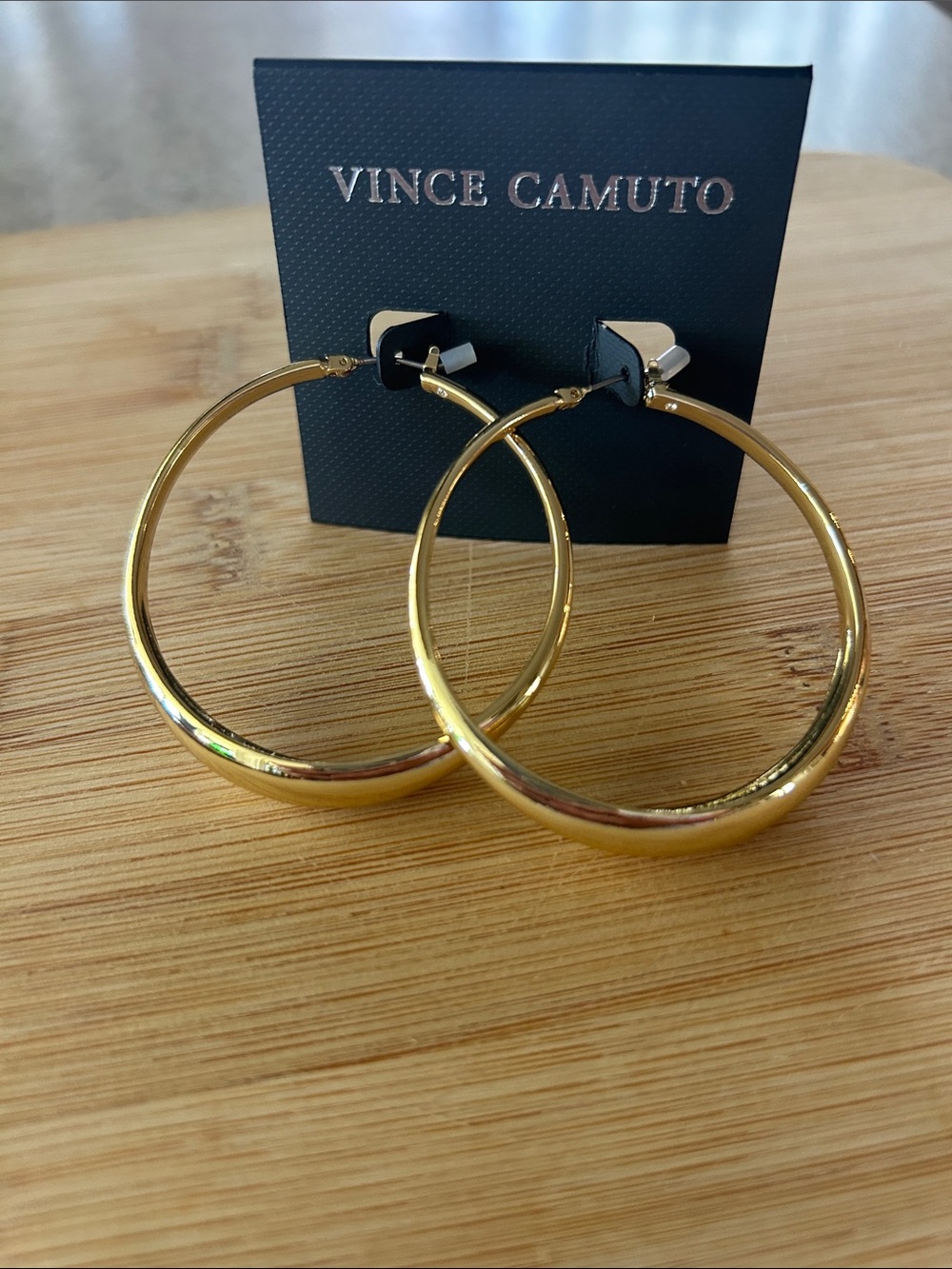 Vince Camuto Shiny Gold Thick Hoop Earrings